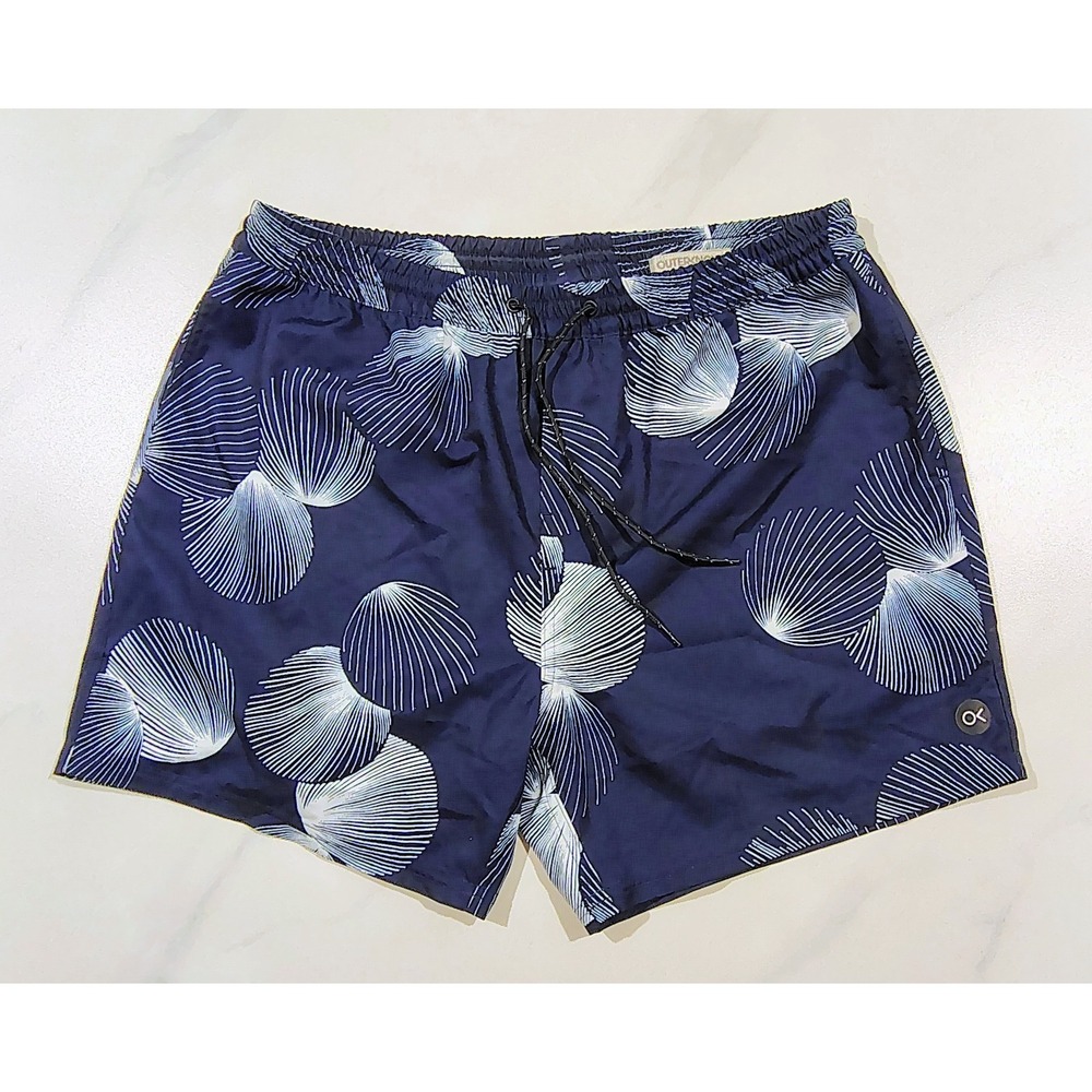 Outerknown Board Shorts Mens Large Blue Drawstring Modern Scallop Swim trunks 5"